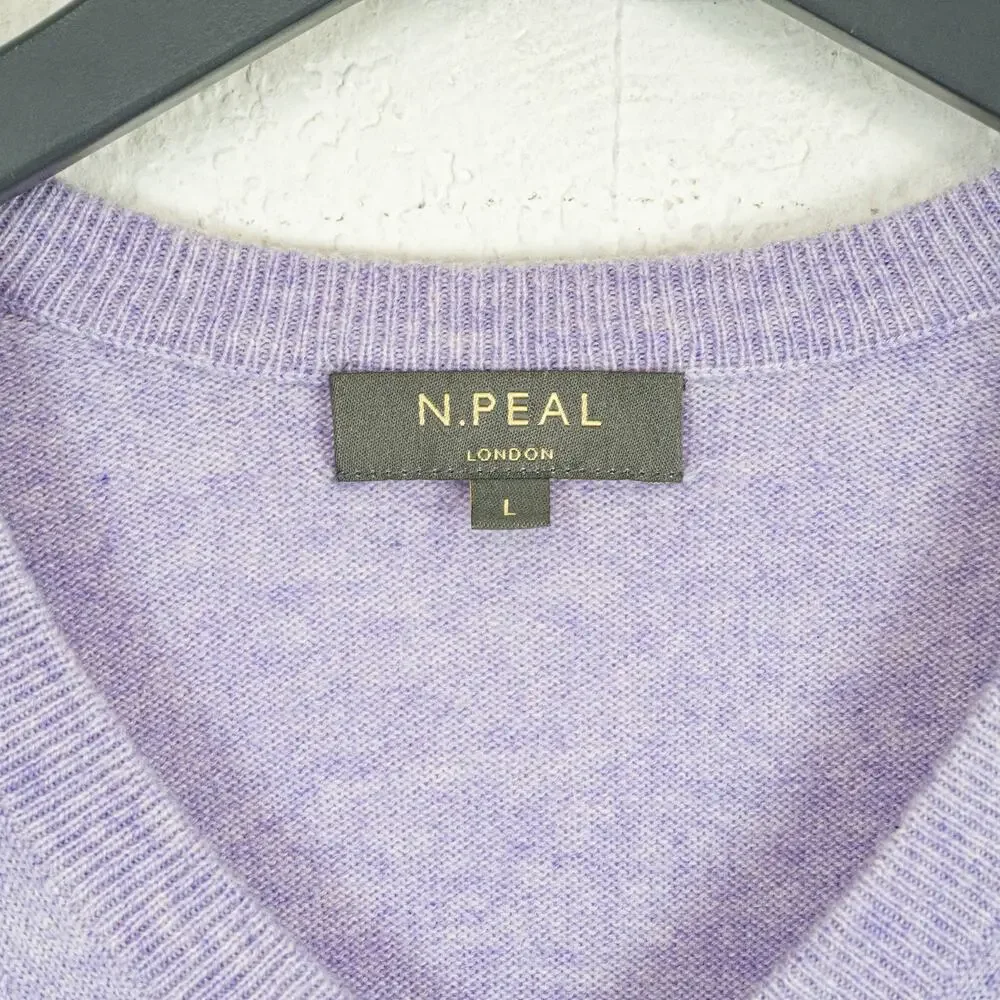 N. PEAL Men's Burlington V Neck Cashmere Sweater Lavender sz Large
